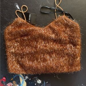 Forever 21- Camel Tinsel Crop Top